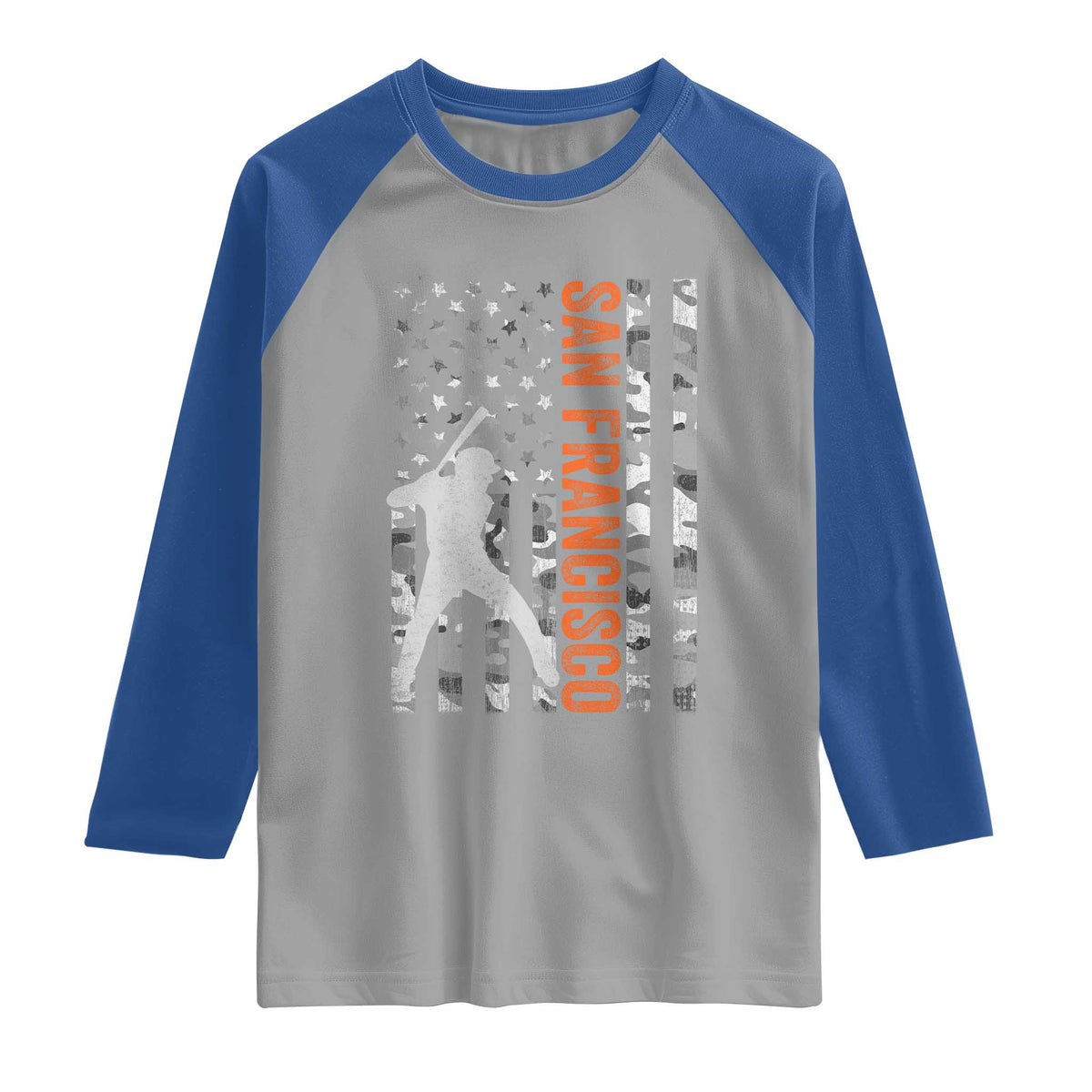 San Francisco Raglan Shirt SF Baseball Player American Flag USA Camo Patriotic TS10 Sport Gray Royal Print Your Wear