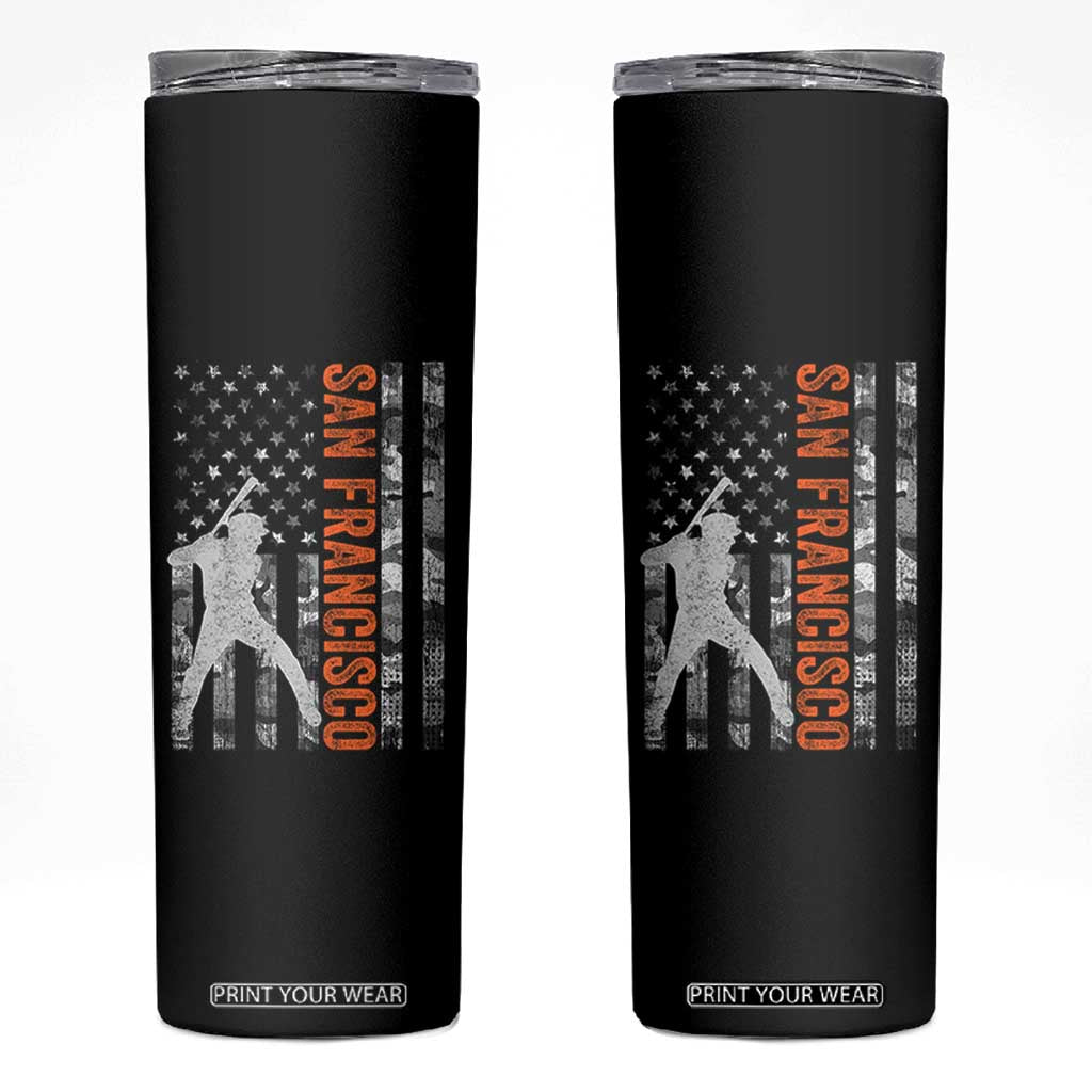 San Francisco Skinny Tumbler SF Baseball Player American Flag USA Camo Patriotic TS10 Black Print Your Wear