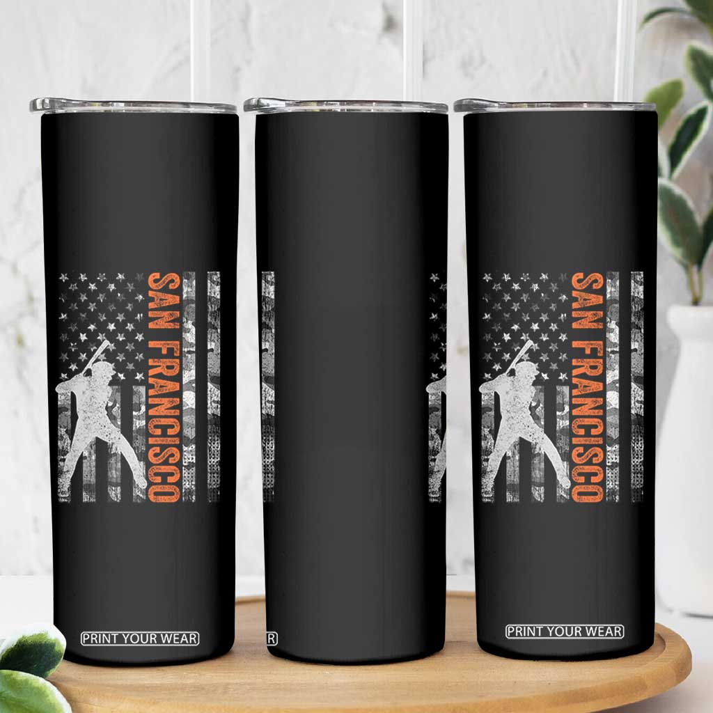 San Francisco Skinny Tumbler SF Baseball Player American Flag USA Camo Patriotic TS10 Print Your Wear