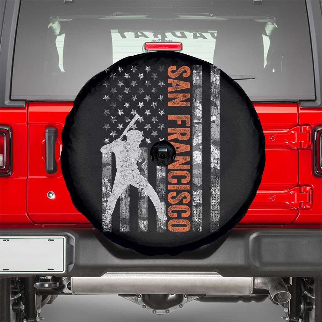 San Francisco Spare Tire Cover SF Baseball Player American Flag USA Camo Patriotic TS10 Black Print Your Wear