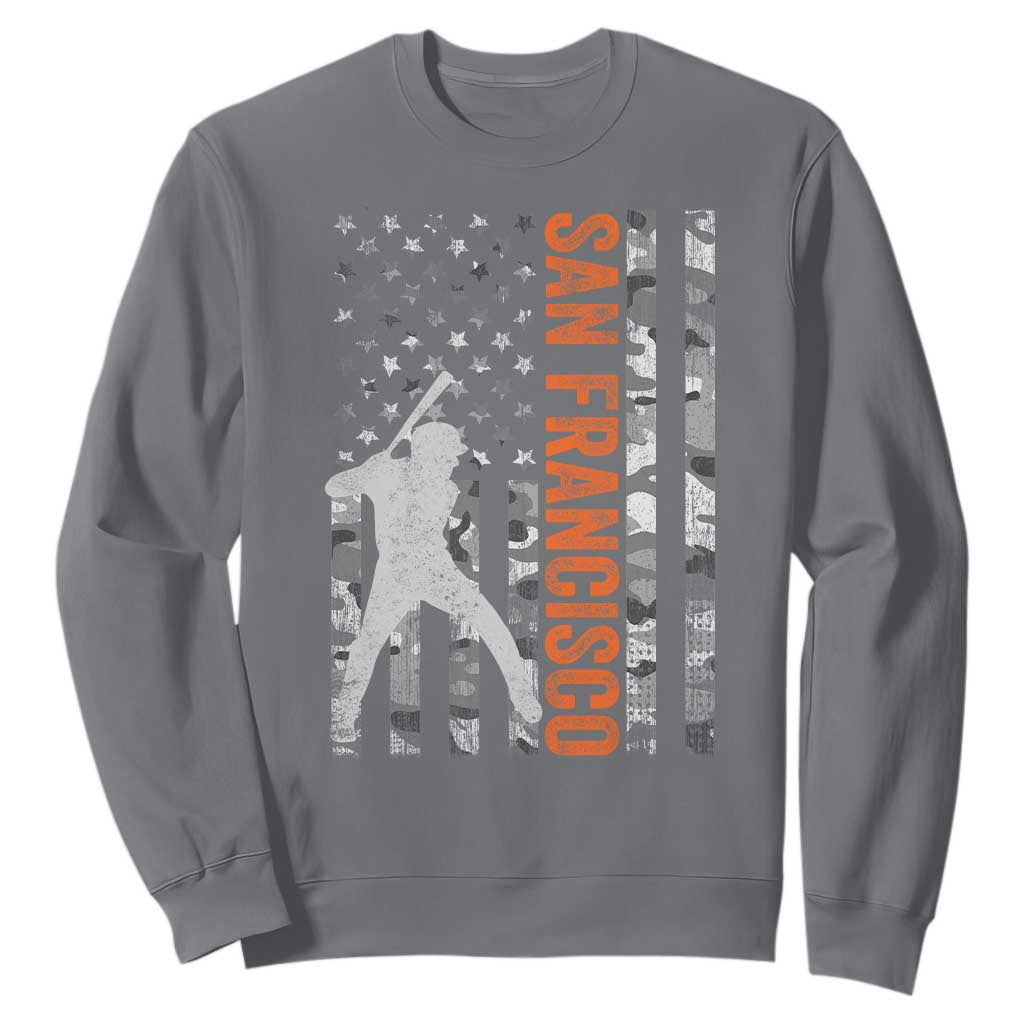 San Francisco Sweatshirt SF Baseball Player American Flag USA Camo Patriotic TS10 Charcoal Print Your Wear