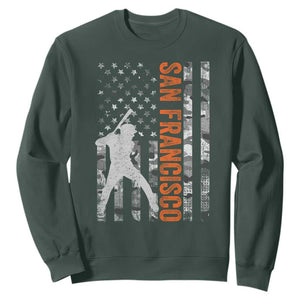 San Francisco Sweatshirt SF Baseball Player American Flag USA Camo Patriotic TS10 Dark Forest Green Print Your Wear