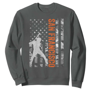 San Francisco Sweatshirt SF Baseball Player American Flag USA Camo Patriotic TS10 Dark Heather Print Your Wear