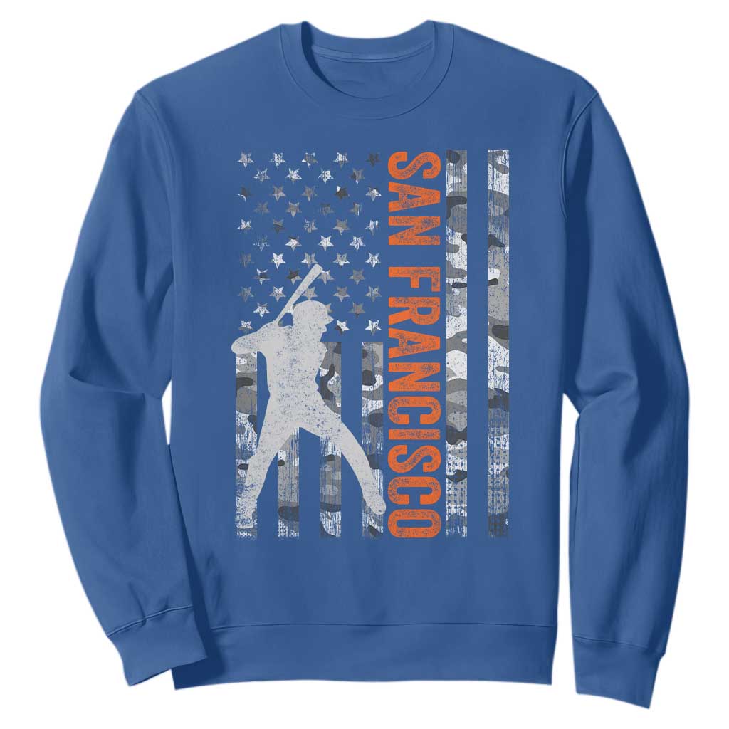 San Francisco Sweatshirt SF Baseball Player American Flag USA Camo Patriotic TS10 Royal Blue Print Your Wear