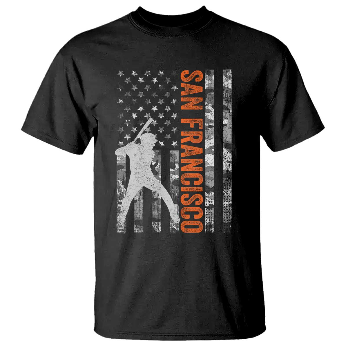 San Francisco T Shirt SF Baseball Player American Flag USA Camo Patriotic TS10 Black Print Your Wear