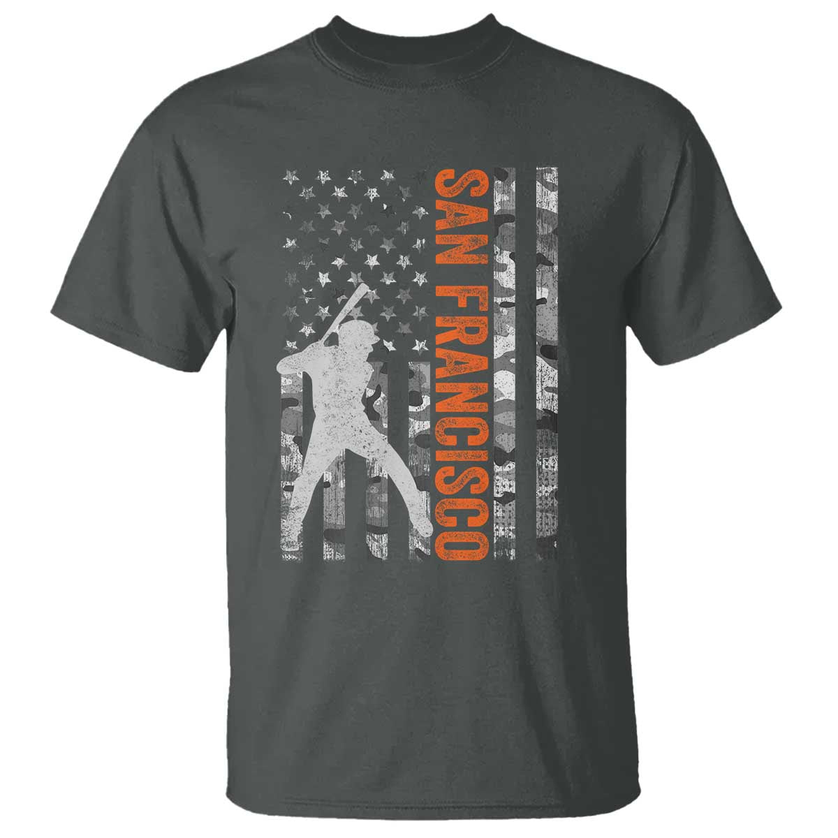 San Francisco T Shirt SF Baseball Player American Flag USA Camo Patriotic TS10 Dark Heather Print Your Wear