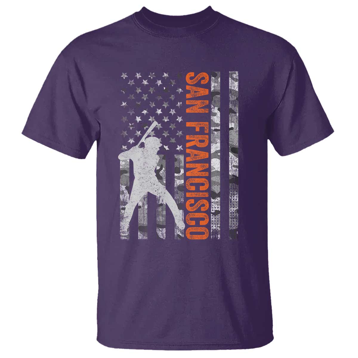 San Francisco T Shirt SF Baseball Player American Flag USA Camo Patriotic TS10 Purple Print Your Wear