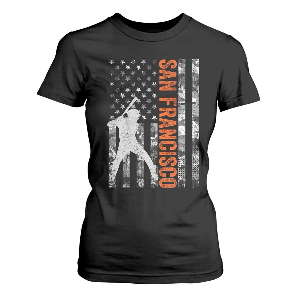 San Francisco T Shirt For Women SF Baseball Player American Flag USA Camo Patriotic TS10 Black Print Your Wear