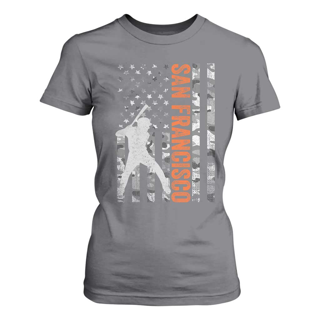 San Francisco T Shirt For Women SF Baseball Player American Flag USA Camo Patriotic TS10 Charcoal Print Your Wear
