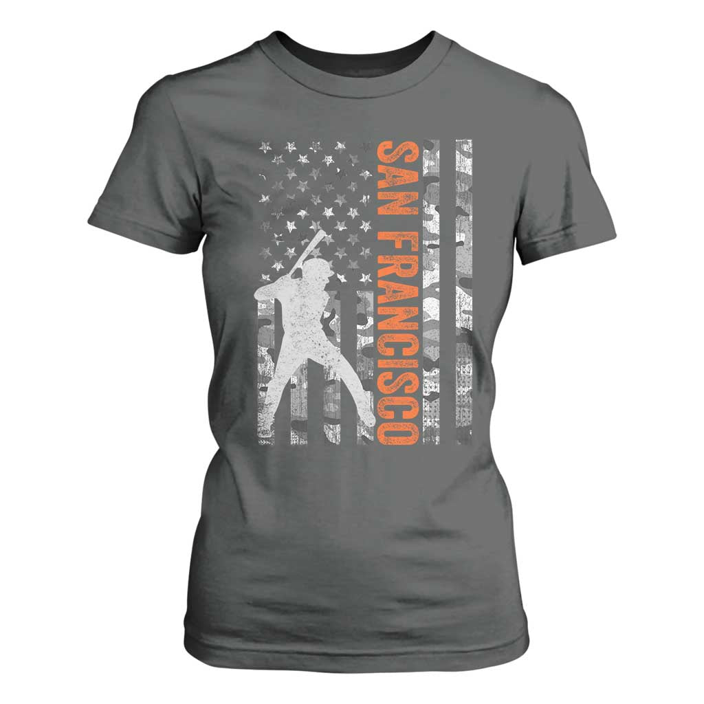 San Francisco T Shirt For Women SF Baseball Player American Flag USA Camo Patriotic TS10 Dark Heather Print Your Wear