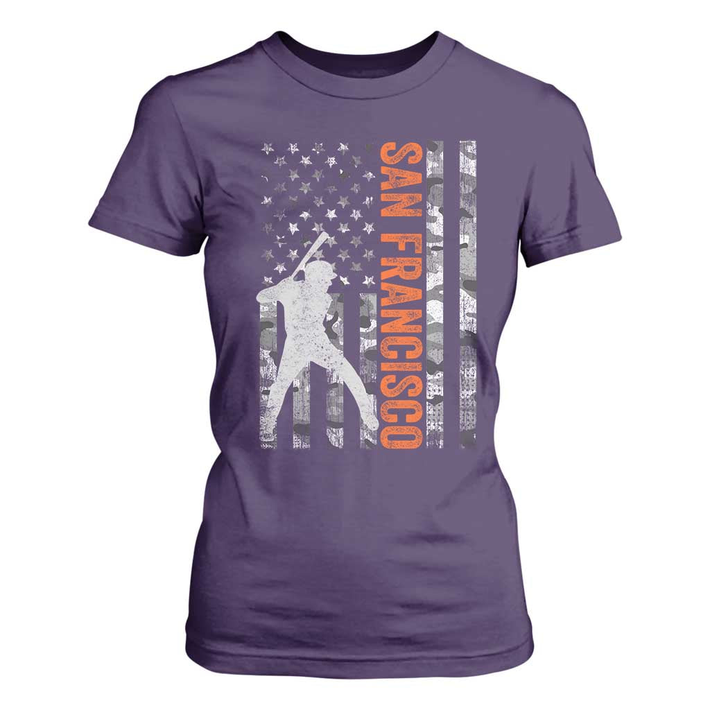San Francisco T Shirt For Women SF Baseball Player American Flag USA Camo Patriotic TS10 Purple Print Your Wear
