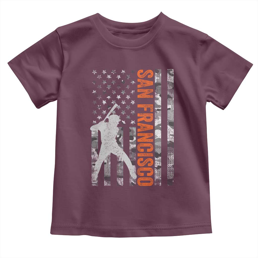 San Francisco Toddler T Shirt SF Baseball Player American Flag USA Camo Patriotic TS10 Maroon Print Your Wear