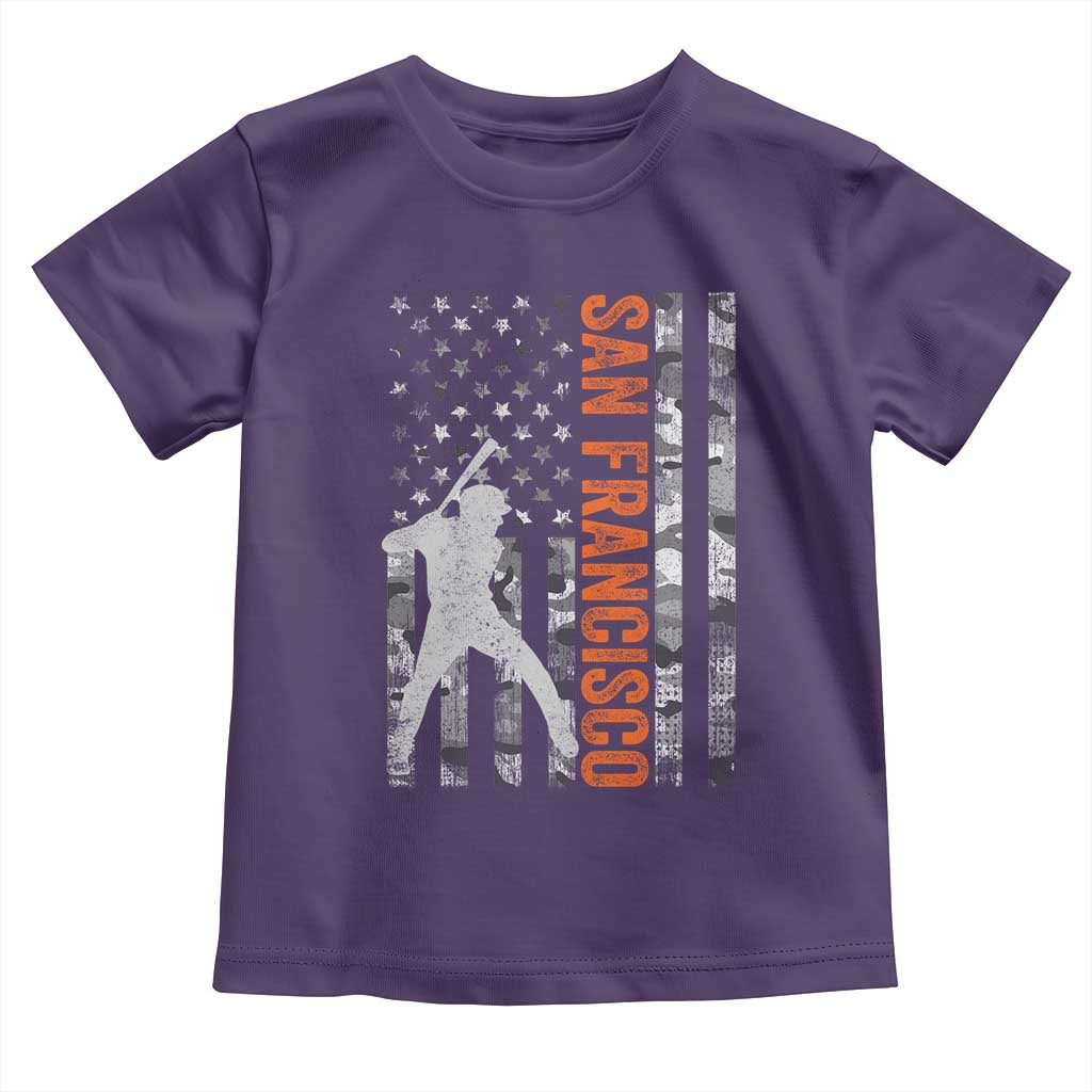 San Francisco Toddler T Shirt SF Baseball Player American Flag USA Camo Patriotic TS10 Purple Print Your Wear