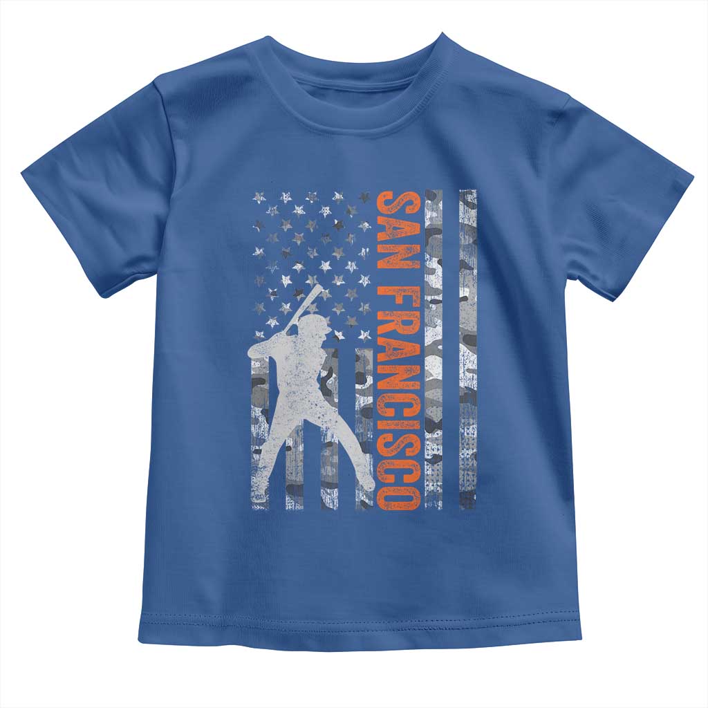 San Francisco Toddler T Shirt SF Baseball Player American Flag USA Camo Patriotic TS10 Royal Blue Print Your Wear