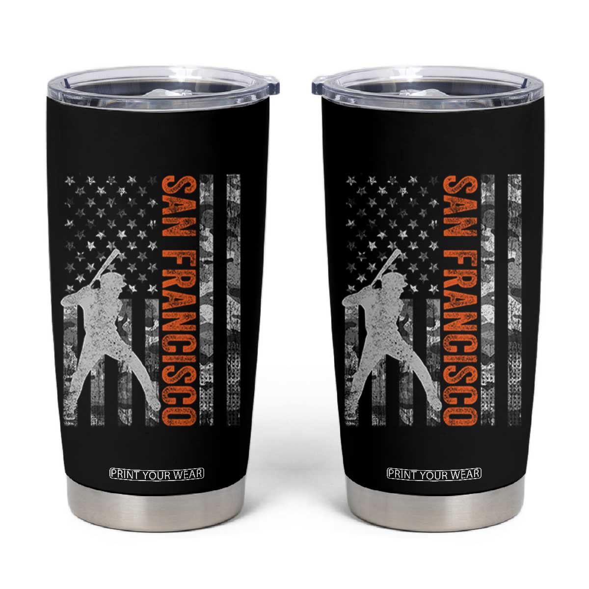 San Francisco Tumbler Cup SF Baseball Player American Flag USA Camo Patriotic TS10 Black Print Your Wear