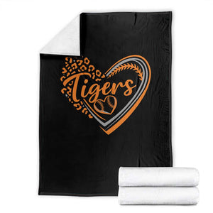 Vintage Tiger Throw Blanket Sports Fan Team Spirit Mascot Cute Leopard Heart TS10 Black Print Your Wear