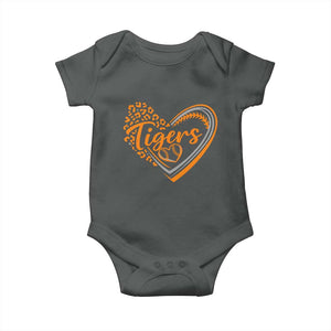 Vintage Tiger Baby Onesie Sports Fan Team Spirit Mascot Cute Leopard Heart TS10 Dark Heather Print Your Wear
