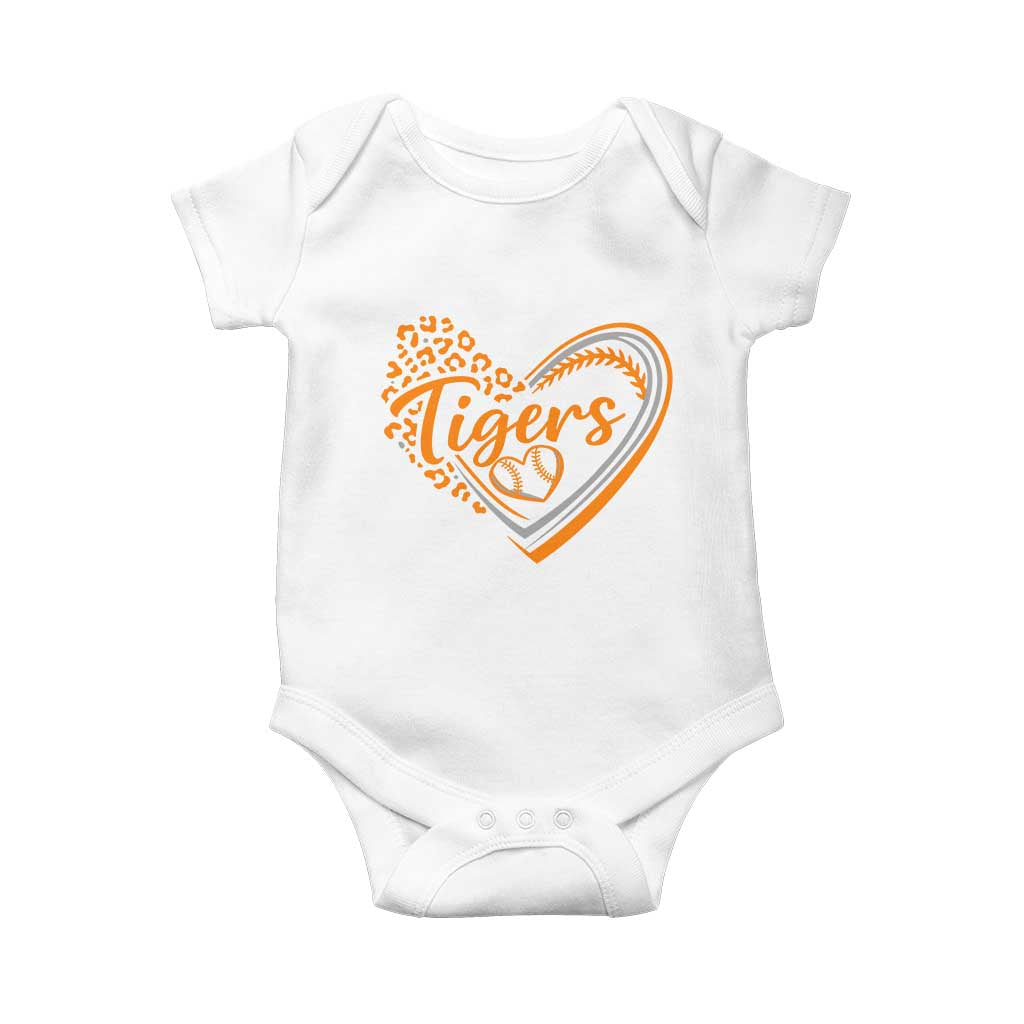 Vintage Tiger Baby Onesie Sports Fan Team Spirit Mascot Cute Leopard Heart TS10 White Print Your Wear