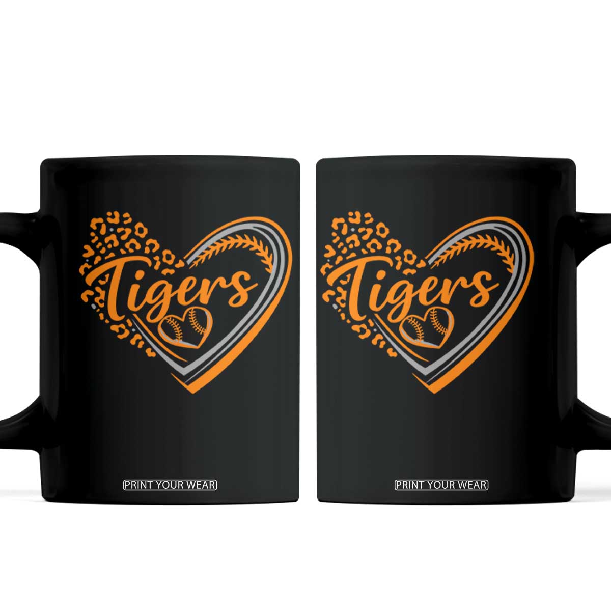 Vintage Tiger Coffee Mug Sports Fan Team Spirit Mascot Cute Leopard Heart TS10 Black Print Your Wear