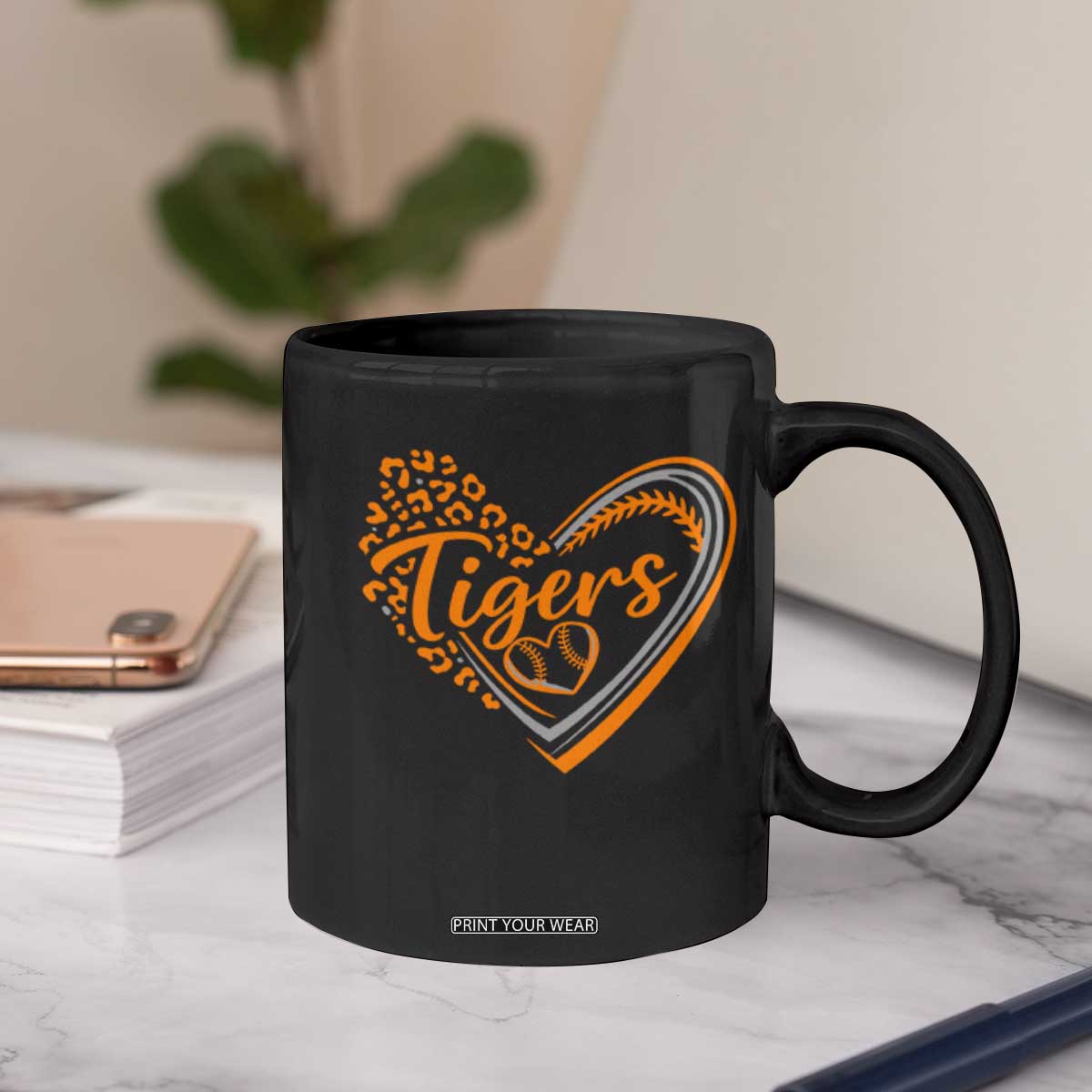 Vintage Tiger Coffee Mug Sports Fan Team Spirit Mascot Cute Leopard Heart TS10 Print Your Wear