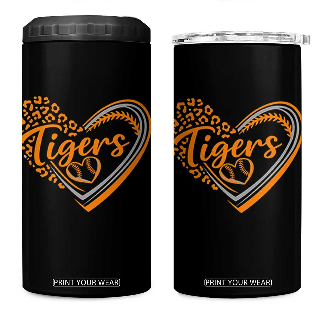Vintage Tiger 4 in 1 Can Cooler Tumbler Sports Fan Team Spirit Mascot Cute Leopard Heart TS10 One Size: 16 oz Black Print Your Wear