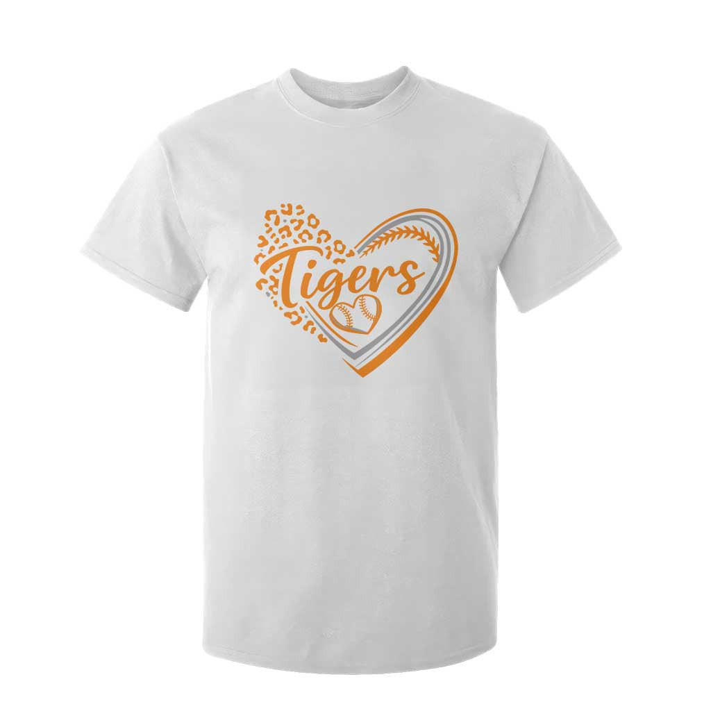 Vintage Tiger T Shirt For Kid Sports Fan Team Spirit Mascot Cute Leopard Heart TS10 White Print Your Wear