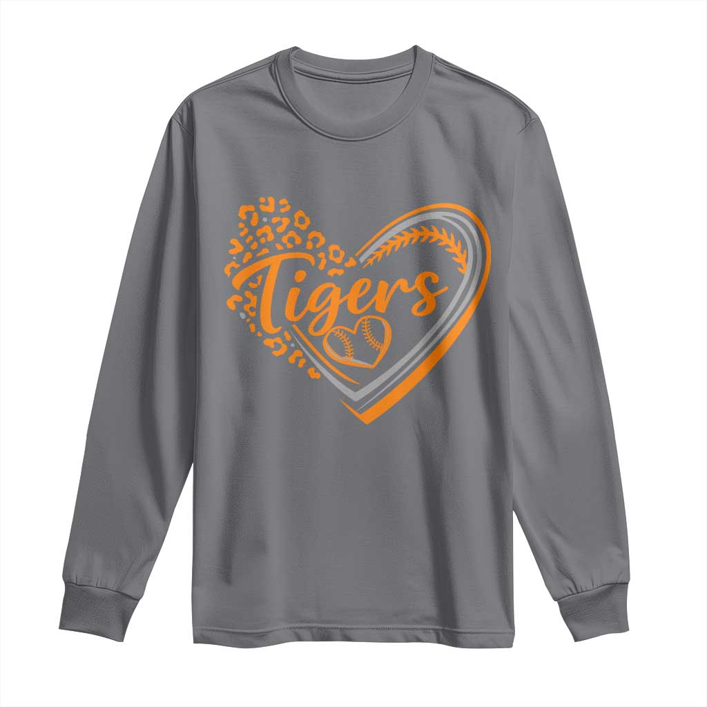 Vintage Tiger Long Sleeve Shirt Sports Fan Team Spirit Mascot Cute Leopard Heart TS10 Charcoal Print Your Wear