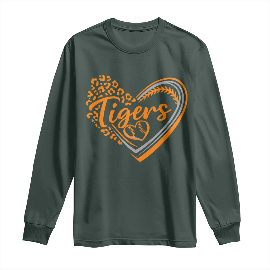 Vintage Tiger Long Sleeve Shirt Sports Fan Team Spirit Mascot Cute Leopard Heart TS10 Dark Forest Green Print Your Wear