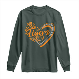 Vintage Tiger Long Sleeve Shirt Sports Fan Team Spirit Mascot Cute Leopard Heart TS10 Dark Forest Green Print Your Wear