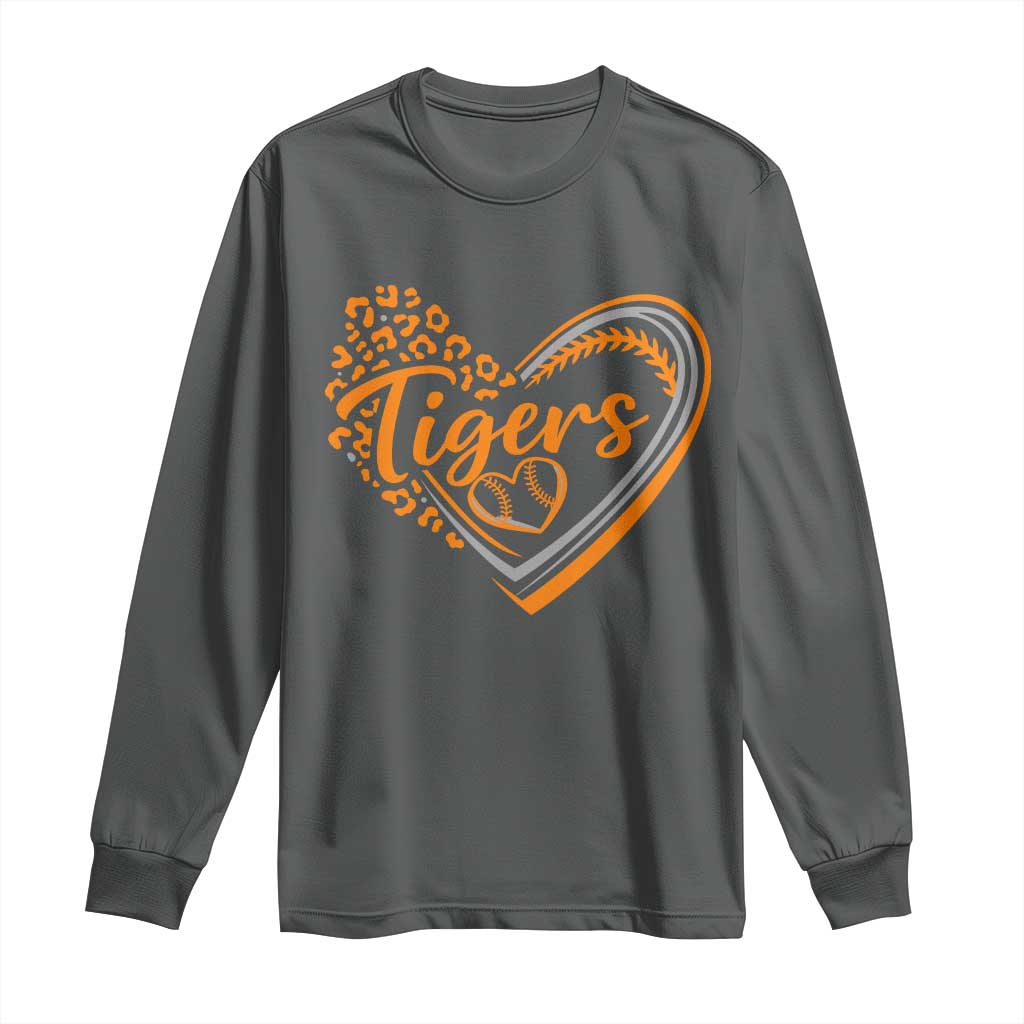 Vintage Tiger Long Sleeve Shirt Sports Fan Team Spirit Mascot Cute Leopard Heart TS10 Dark Heather Print Your Wear