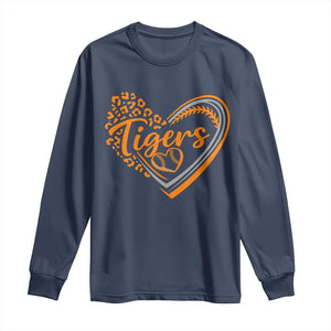 Vintage Tiger Long Sleeve Shirt Sports Fan Team Spirit Mascot Cute Leopard Heart TS10 Navy Print Your Wear