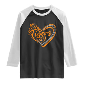 Vintage Tiger Raglan Shirt Sports Fan Team Spirit Mascot Cute Leopard Heart TS10 Black White Print Your Wear
