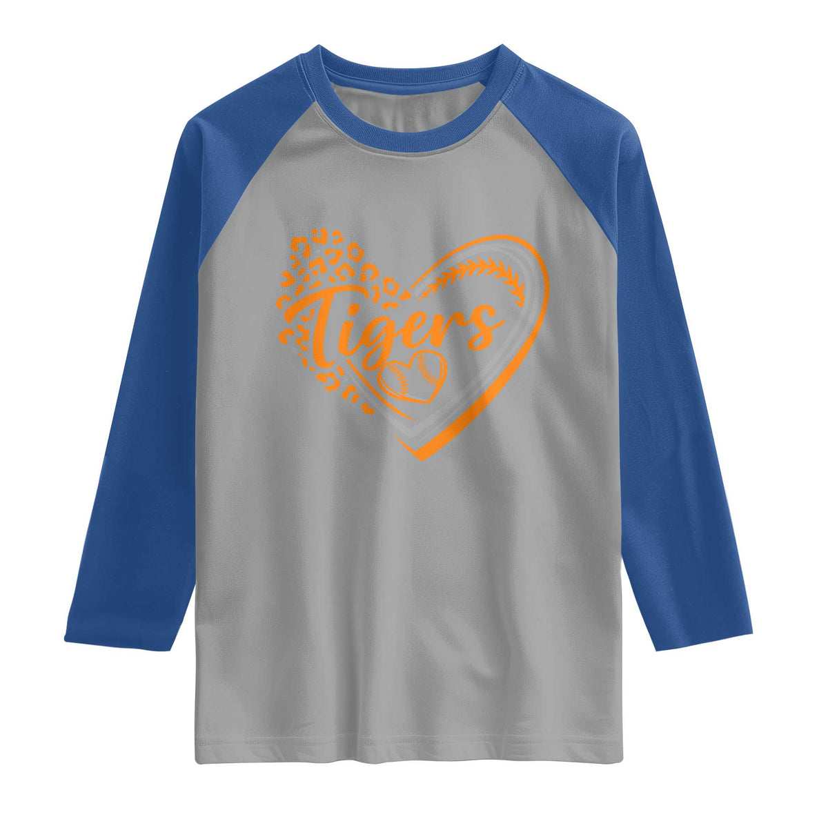 Vintage Tiger Raglan Shirt Sports Fan Team Spirit Mascot Cute Leopard Heart TS10 Sport Gray Royal Print Your Wear