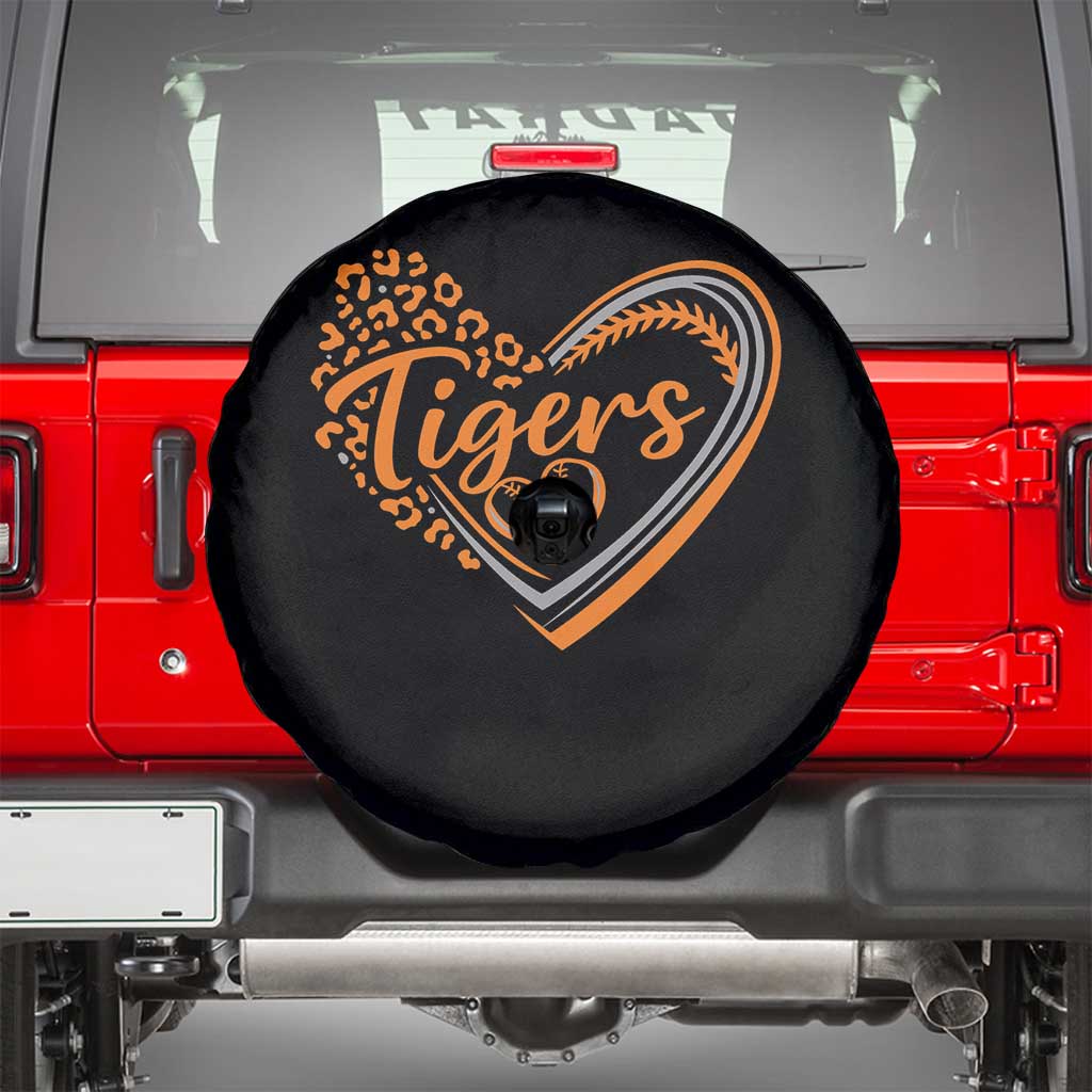 Vintage Tiger Spare Tire Cover Sports Fan Team Spirit Mascot Cute Leopard Heart TS10 Black Print Your Wear