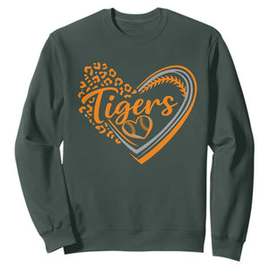 Vintage Tiger Sweatshirt Sports Fan Team Spirit Mascot Cute Leopard Heart TS10 Dark Forest Green Print Your Wear