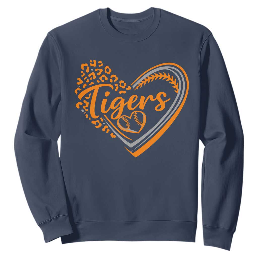 Vintage Tiger Sweatshirt Sports Fan Team Spirit Mascot Cute Leopard Heart TS10 Navy Print Your Wear
