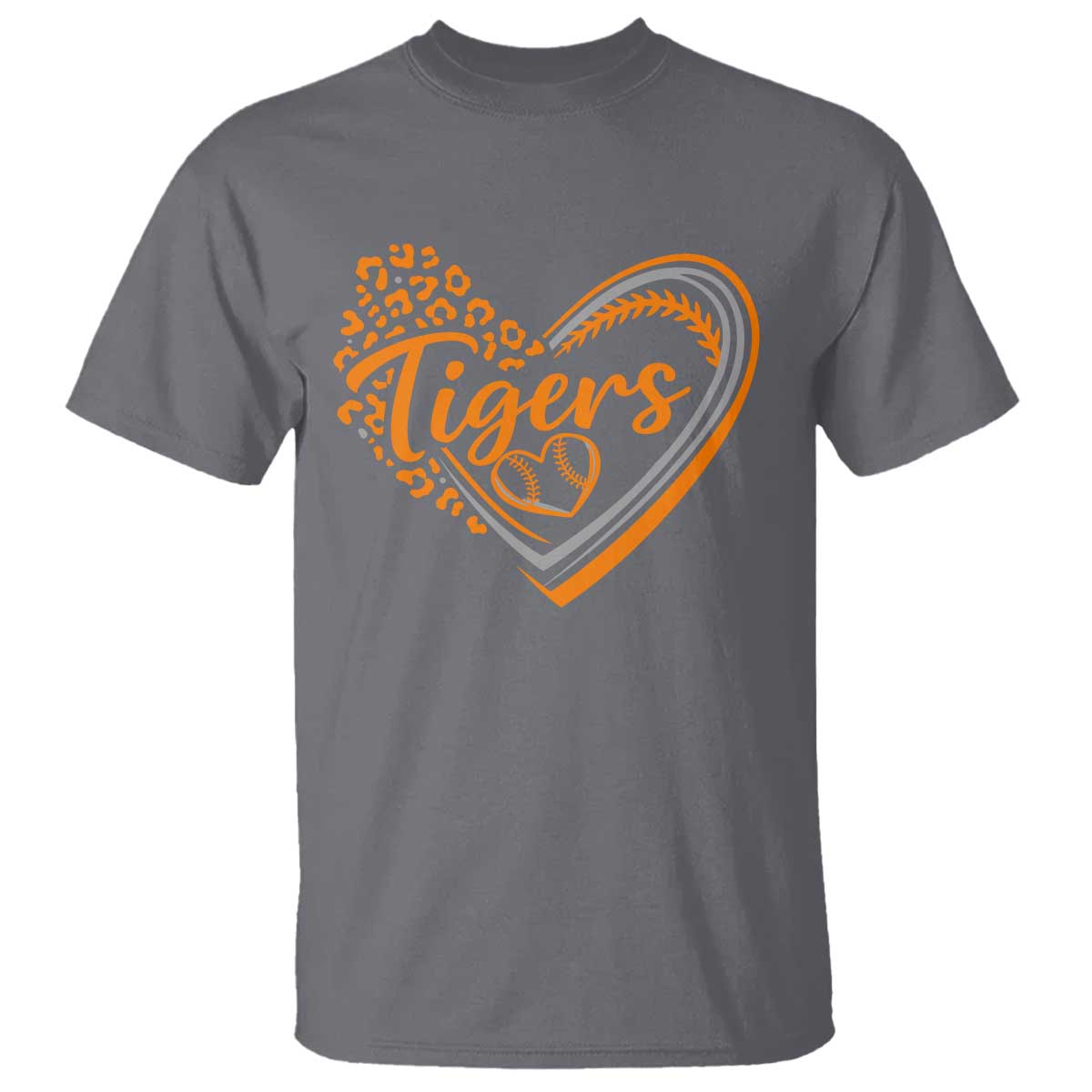 Vintage Tiger T Shirt Sports Fan Team Spirit Mascot Cute Leopard Heart TS10 Charcoal Print Your Wear