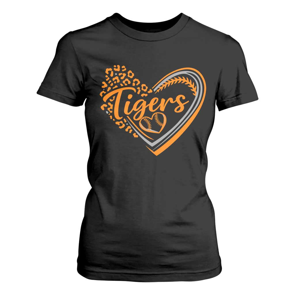 Vintage Tiger T Shirt For Women Sports Fan Team Spirit Mascot Cute Leopard Heart TS10 Black Print Your Wear