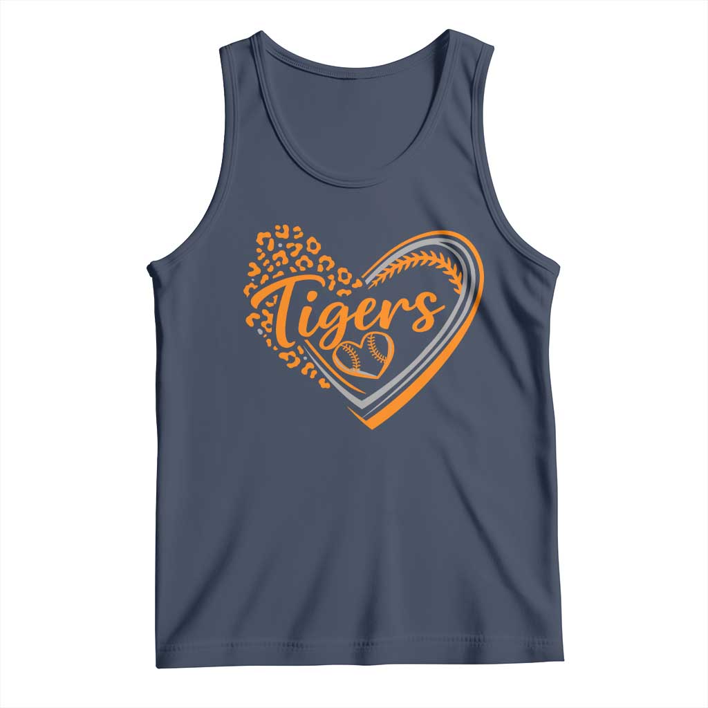 Vintage Tiger Tank Top Sports Fan Team Spirit Mascot Cute Leopard Heart TS10 Navy Print Your Wear