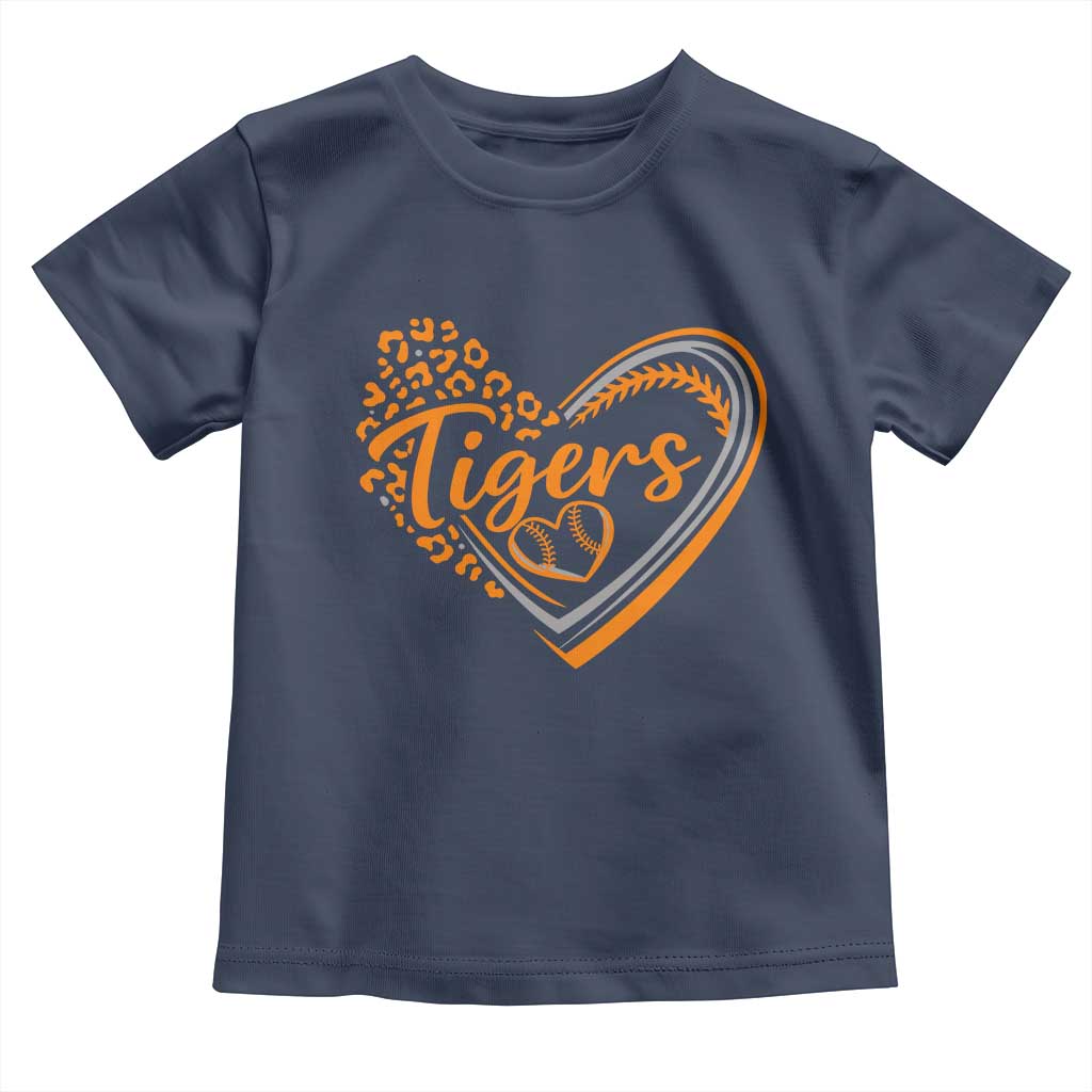 Vintage Tiger Toddler T Shirt Sports Fan Team Spirit Mascot Cute Leopard Heart TS10 Navy Print Your Wear