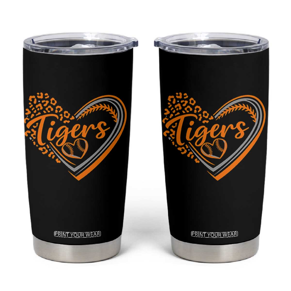 Vintage Tiger Tumbler Cup Sports Fan Team Spirit Mascot Cute Leopard Heart TS10 Black Print Your Wear