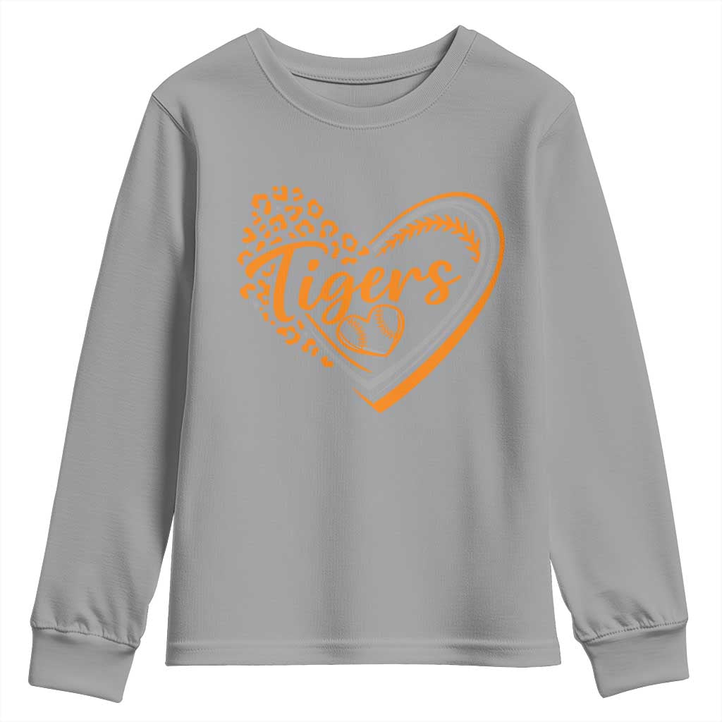 Vintage Tiger Youth Sweatshirt Sports Fan Team Spirit Mascot Cute Leopard Heart TS10 Sport Gray Print Your Wear