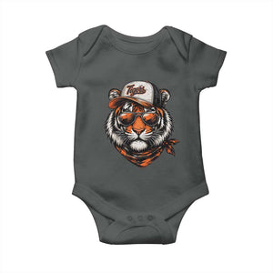 Tiger Mascot Baby Onesie Vintage Sports Name TS10 Dark Heather Print Your Wear