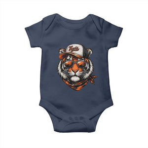 Tiger Mascot Baby Onesie Vintage Sports Name TS10 Navy Print Your Wear