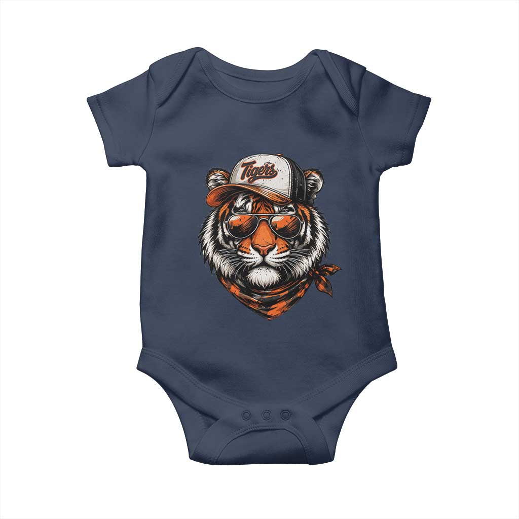 Tiger Mascot Baby Onesie Vintage Sports Name TS10 Navy Print Your Wear