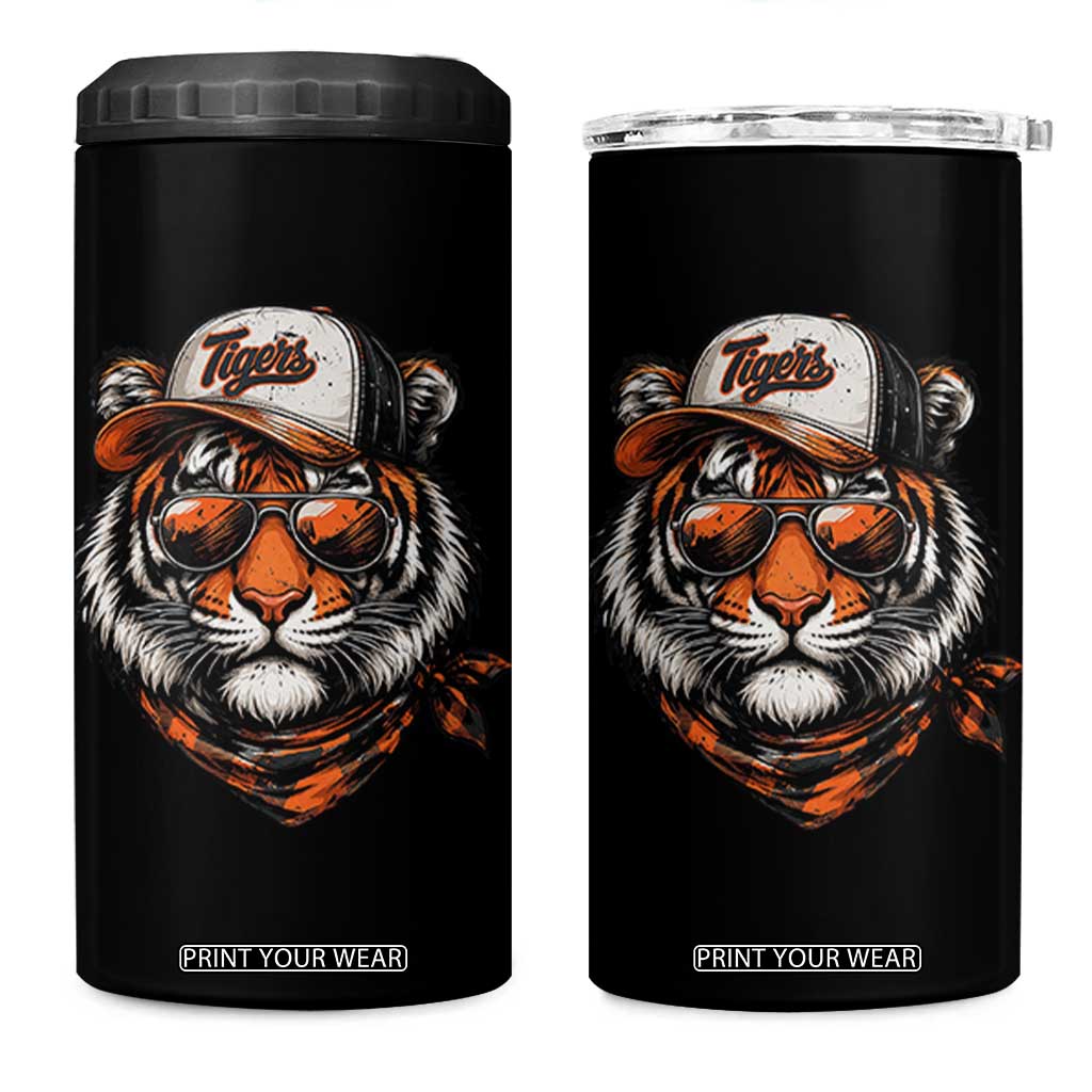 Tiger Mascot 4 in 1 Can Cooler Tumbler Vintage Sports Name TS10 One Size: 16 oz Black Print Your Wear