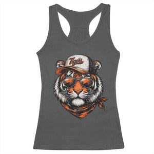 Tiger Mascot Racerback Tank Top Vintage Sports Name TS10 Dark Heather Print Your Wear