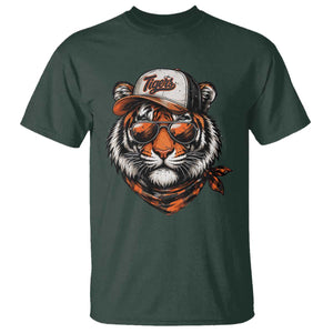 Tiger Mascot T Shirt Vintage Sports Name TS10 Dark Forest Green Print Your Wear