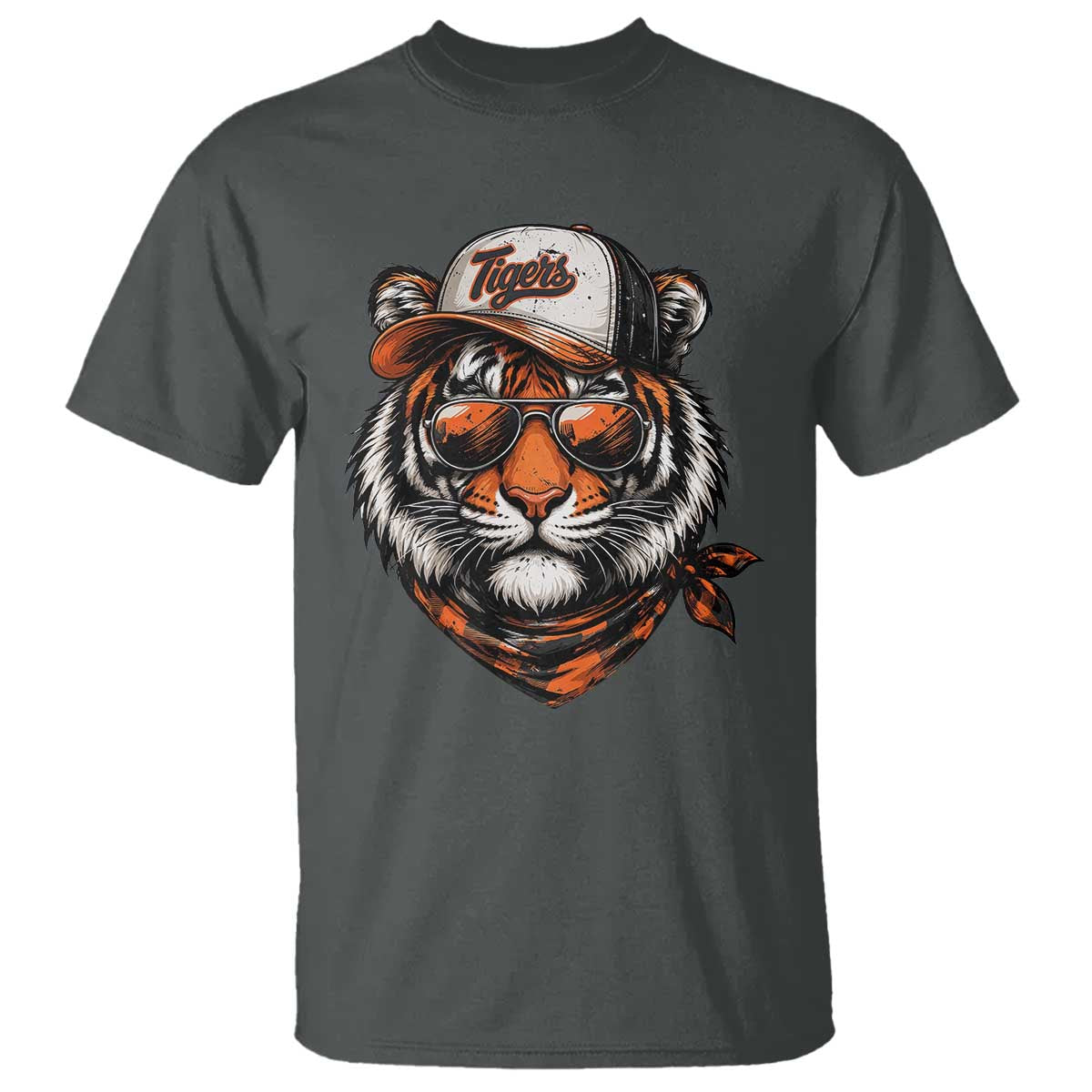 Tiger Mascot T Shirt Vintage Sports Name TS10 Dark Heather Print Your Wear
