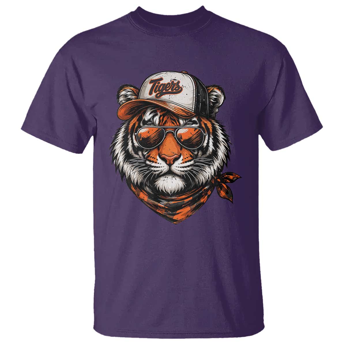 Tiger Mascot T Shirt Vintage Sports Name TS10 Purple Print Your Wear